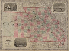 1865 "Johnson's Missouri and Kansas" Map by Johnson and Ward