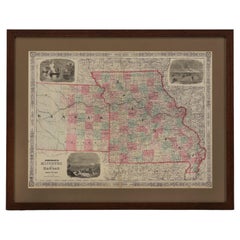 Antique 1865 "Johnson's Missouri and Kansas" Map by Johnson and Ward