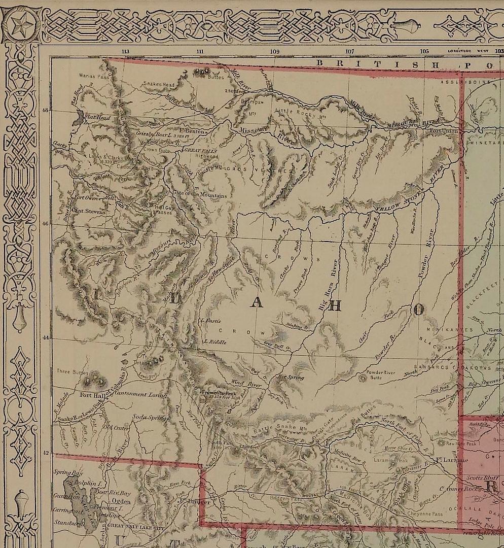 1865 „Johnson's Nebraska, Dakota, Colorado, Idaho & Kansas“ Karte, Johnson & Ward (Papier) im Angebot