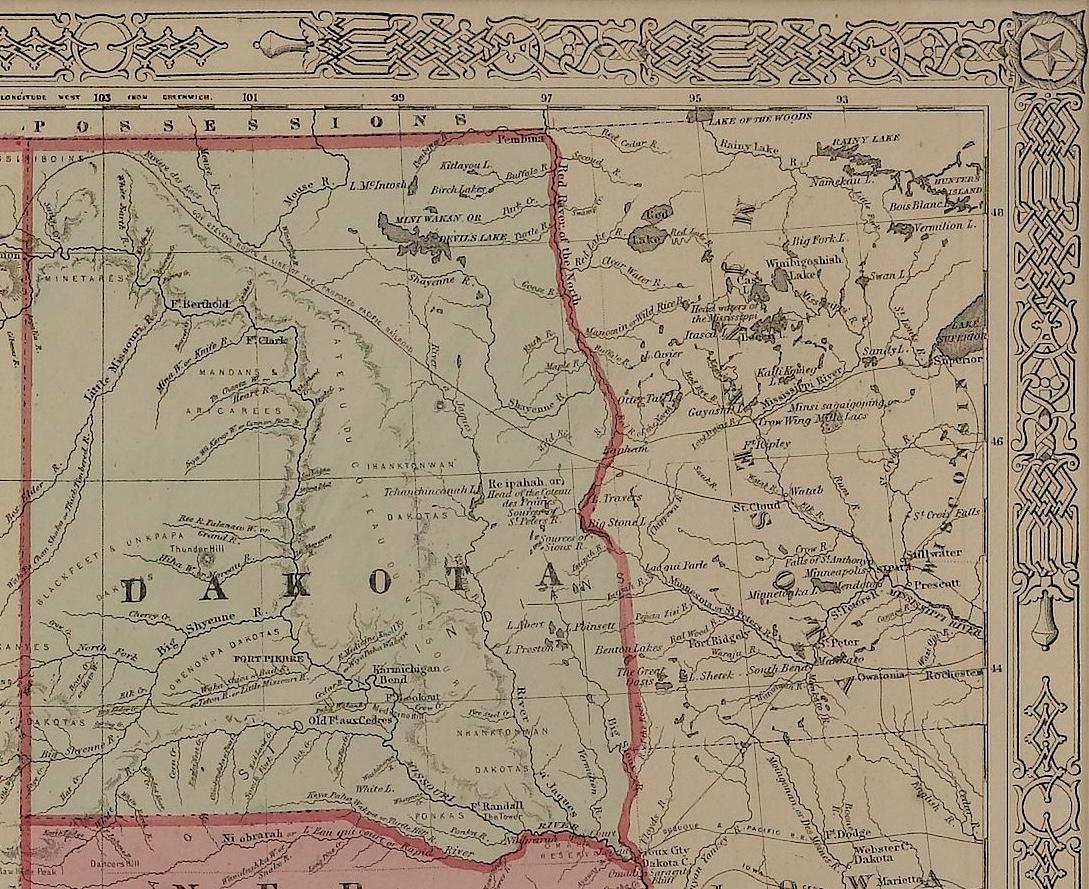 1865 „Johnson's Nebraska, Dakota, Colorado, Idaho & Kansas“ Karte, Johnson & Ward im Angebot 1