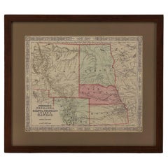 Antique 1865 "Johnson's Nebraska, Dakota, Colorado, Idaho & Kansas" Map, Johnson & Ward