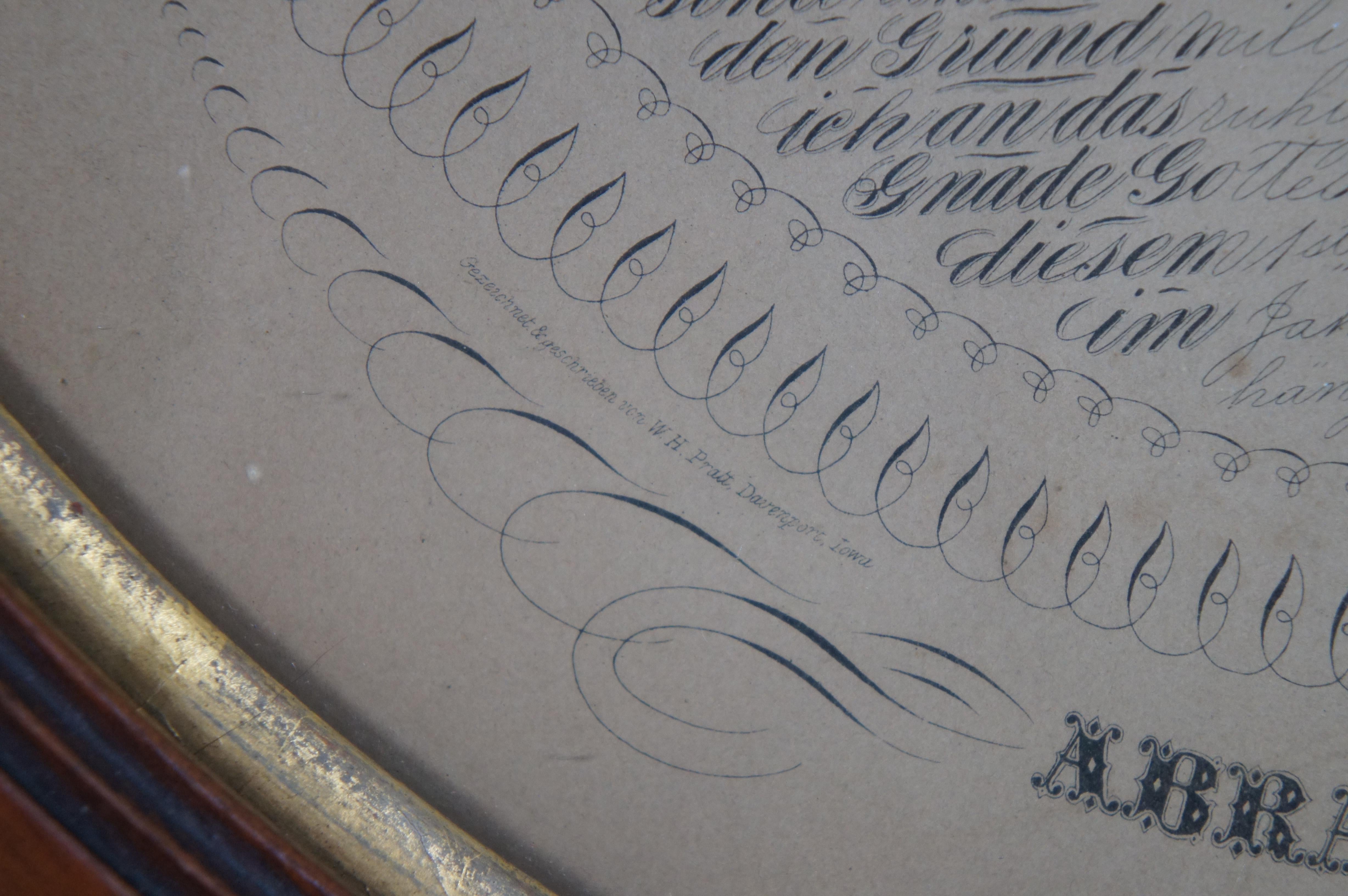 1865 W.H. Pratt German Calligraphic Emancipation Proclamation Lincoln Portrait  For Sale 2