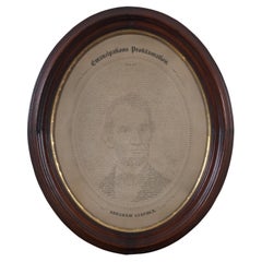 1865 W.H. Pratt Caligrafía alemana Proclamación de la Emancipación Retrato de Lincoln 