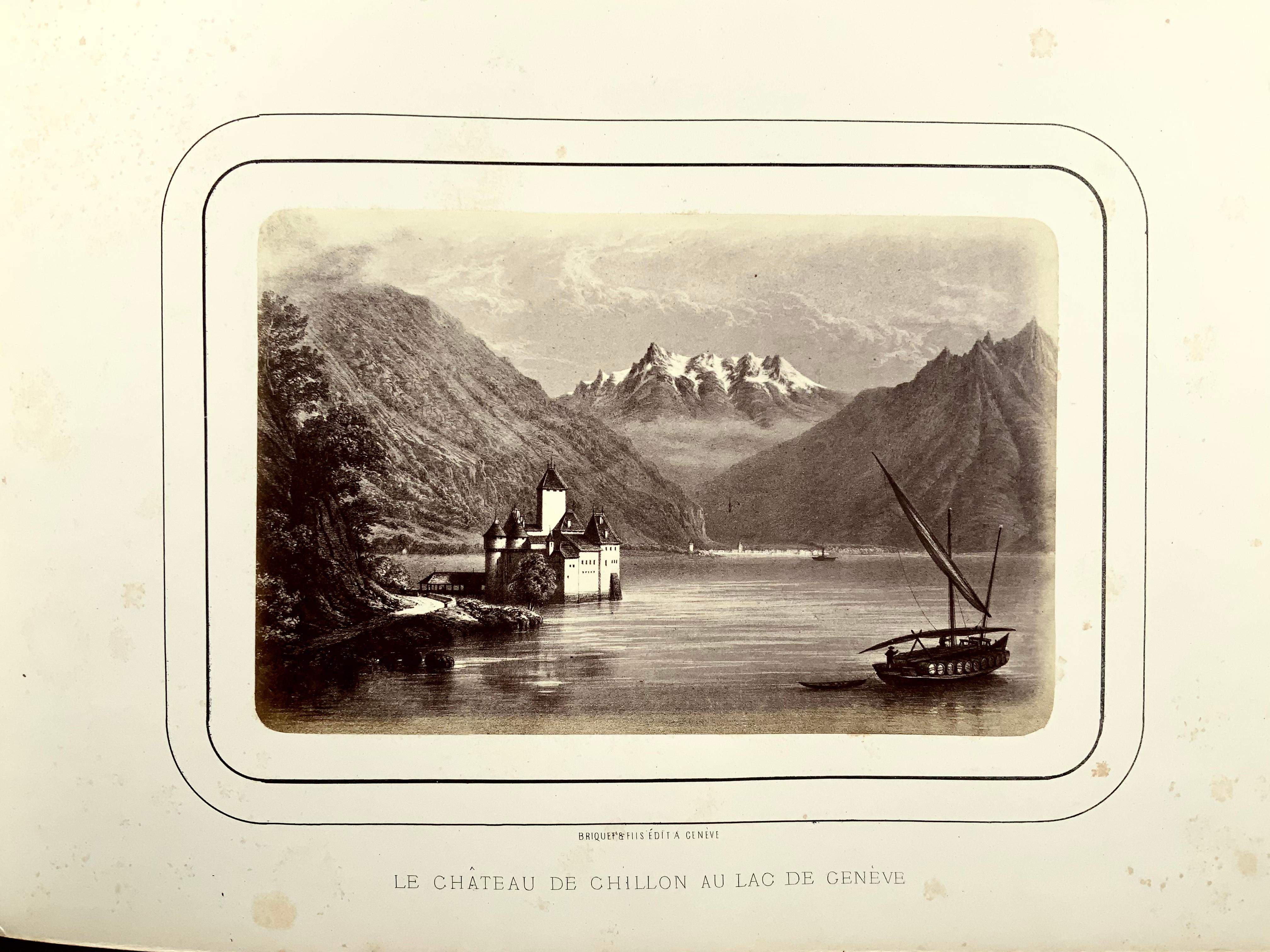 Mid-19th Century 1865c, Switzerland 'Briquet Et Fils, Geneva' Album Photographique De La Suisse For Sale