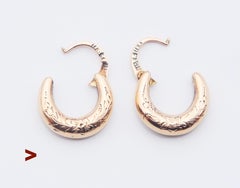 1866 Antique Creole Earrings solid 18K Gold / 1.95 gr