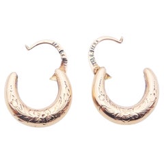 1866 Antique Creole Earrings solid 18K Gold / 1.95 gr