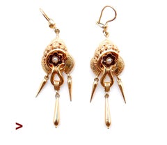 1866 Orecchini antichi Perle di semi in oro massiccio 18 carati / 7gr