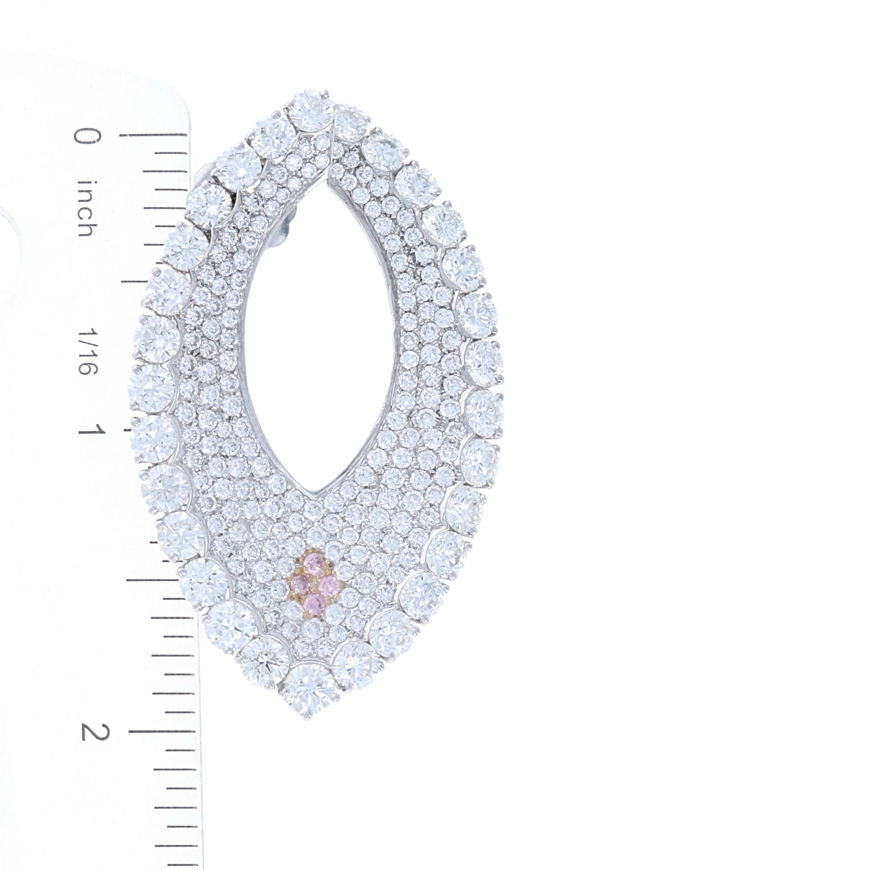 Modern 18.66 Carat Total Weight Natural Pink and White Diamond Hoop Earrings