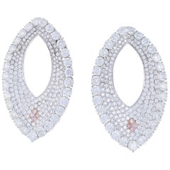 18.66 Carat Total Weight Natural Pink and White Diamond Hoop Earrings