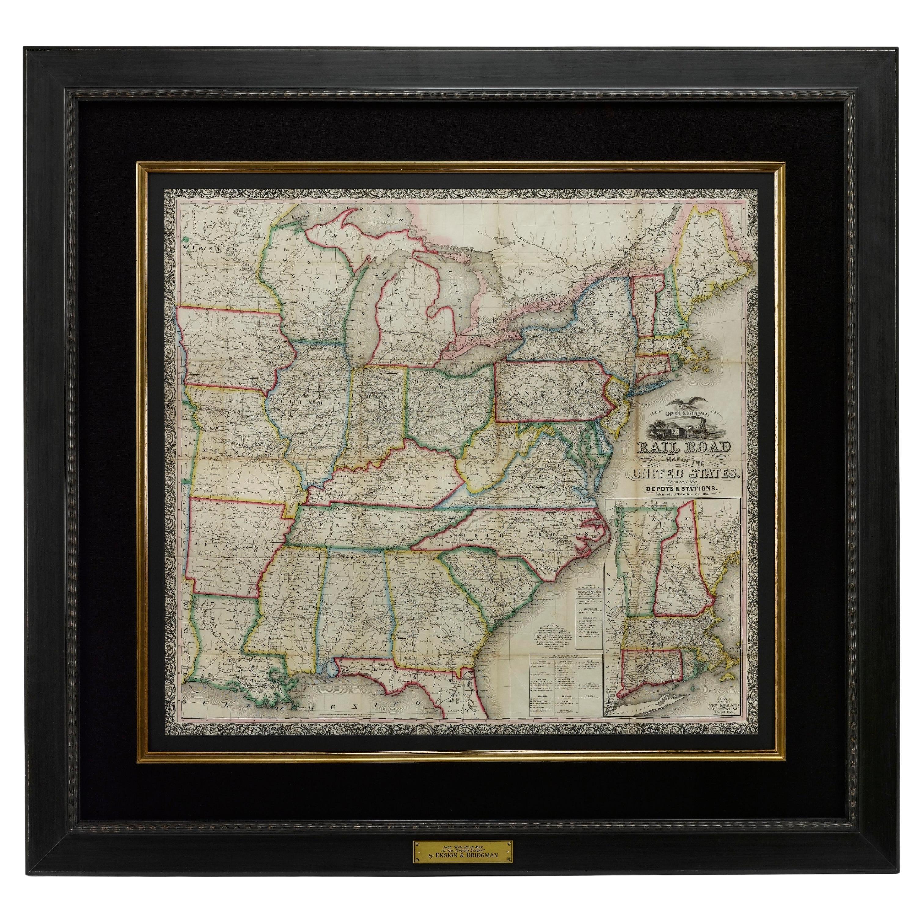 1866 Ensign & Bridgman's Rail Road Map of the United States