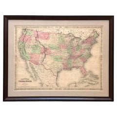 1866 Carte des États-Unis de Johnson, publiée par Johnson et Ward