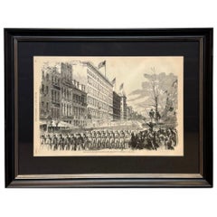 1866 "The Seventh Regiment Marching Down Broadway to Embark the War." Engraving