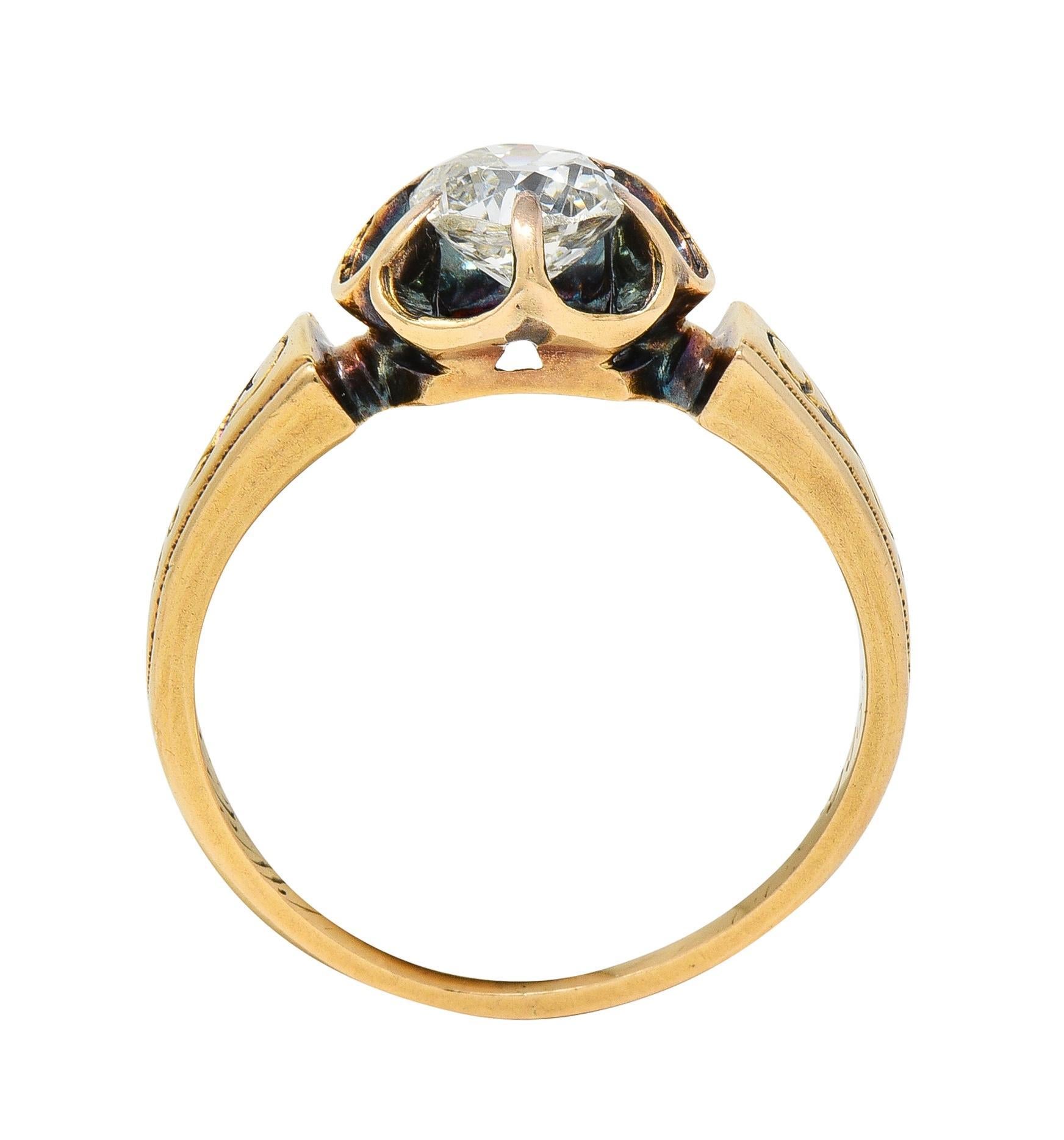 1866 viktorianischer Verlobungsring aus 18 Karat Gold mit 0,65 Karat Diamant im alten Minenschliff 4