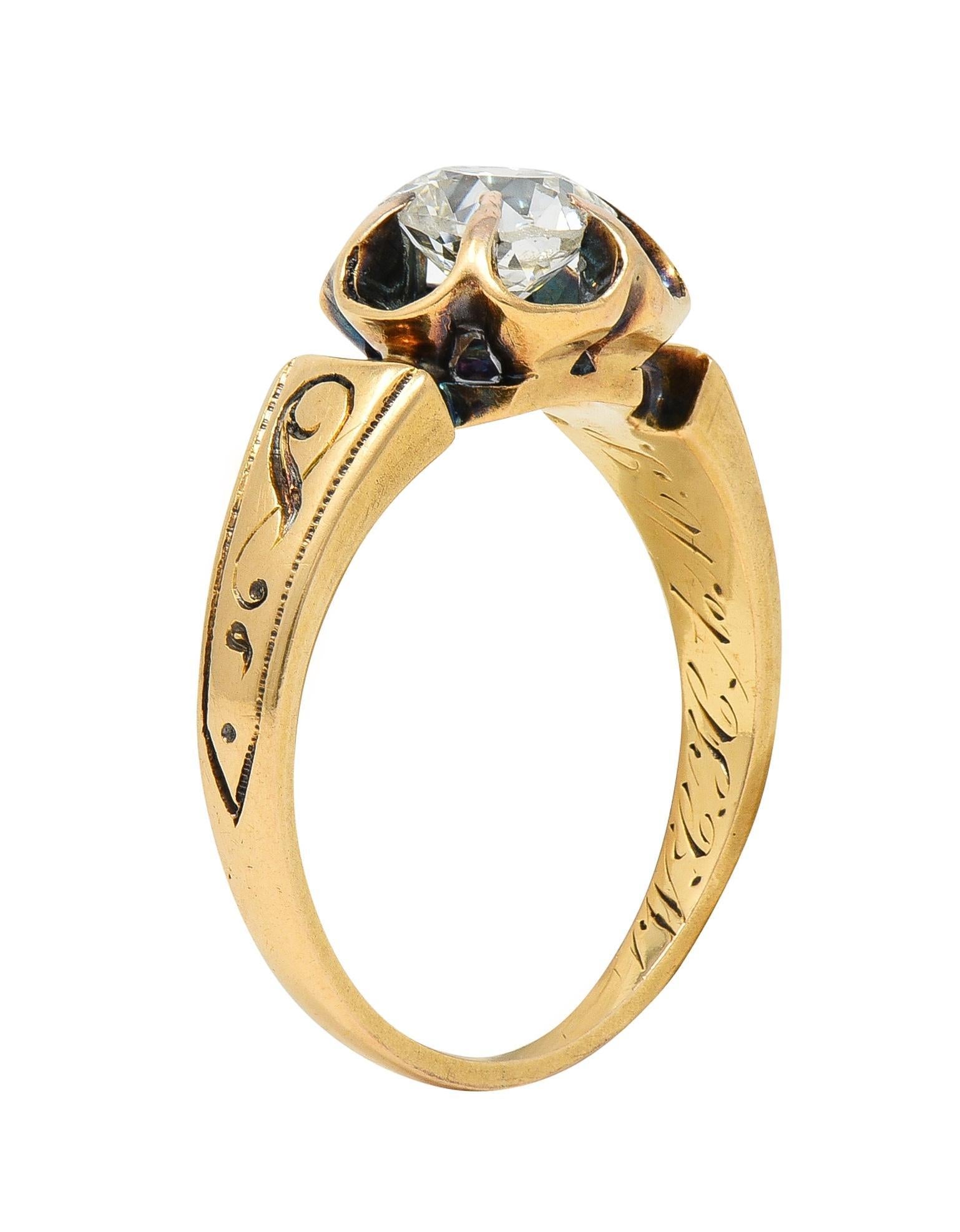 1866 Victorian 0.65 CTW Old Mine Cut Diamond 18 Karat Gold Engagement Ring 7
