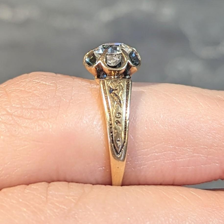 1866 Victorian 0.65 CTW Old Mine Cut Diamond 18 Karat Gold Engagement Ring 11