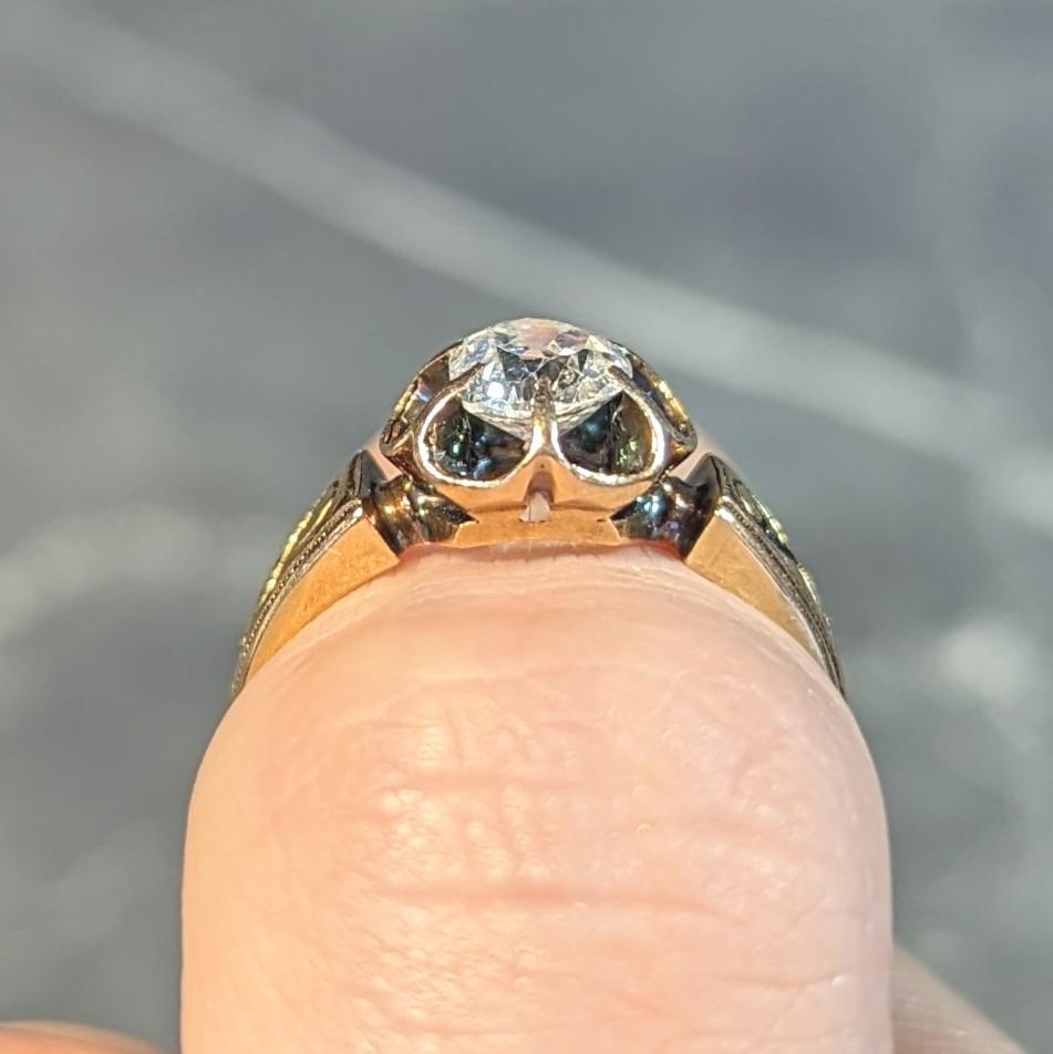 1866 Victorian 0.65 CTW Old Mine Cut Diamond 18 Karat Gold Engagement Ring 12