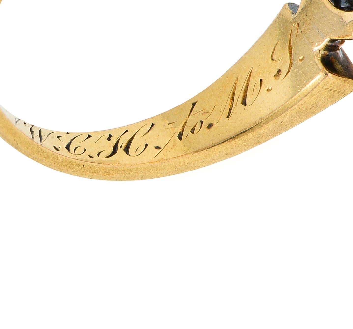 1866 viktorianischer Verlobungsring aus 18 Karat Gold mit 0,65 Karat Diamant im alten Minenschliff 1