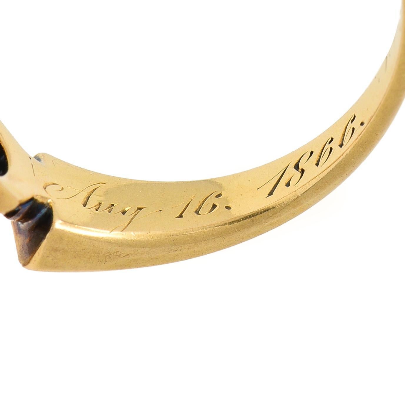 1866 Victorian 0.65 CTW Old Mine Cut Diamond 18 Karat Gold Engagement Ring 4