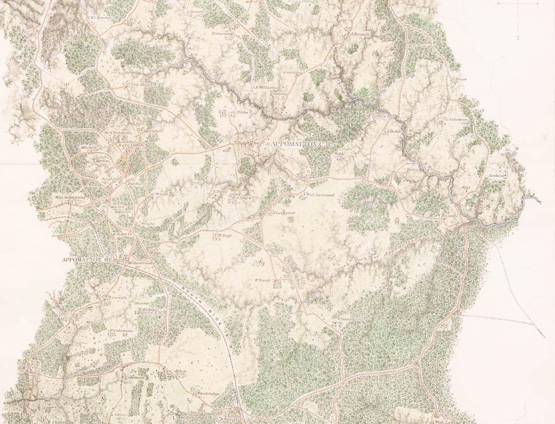 Map of Appomattox Court House Antique Map from Surveys 1867 at