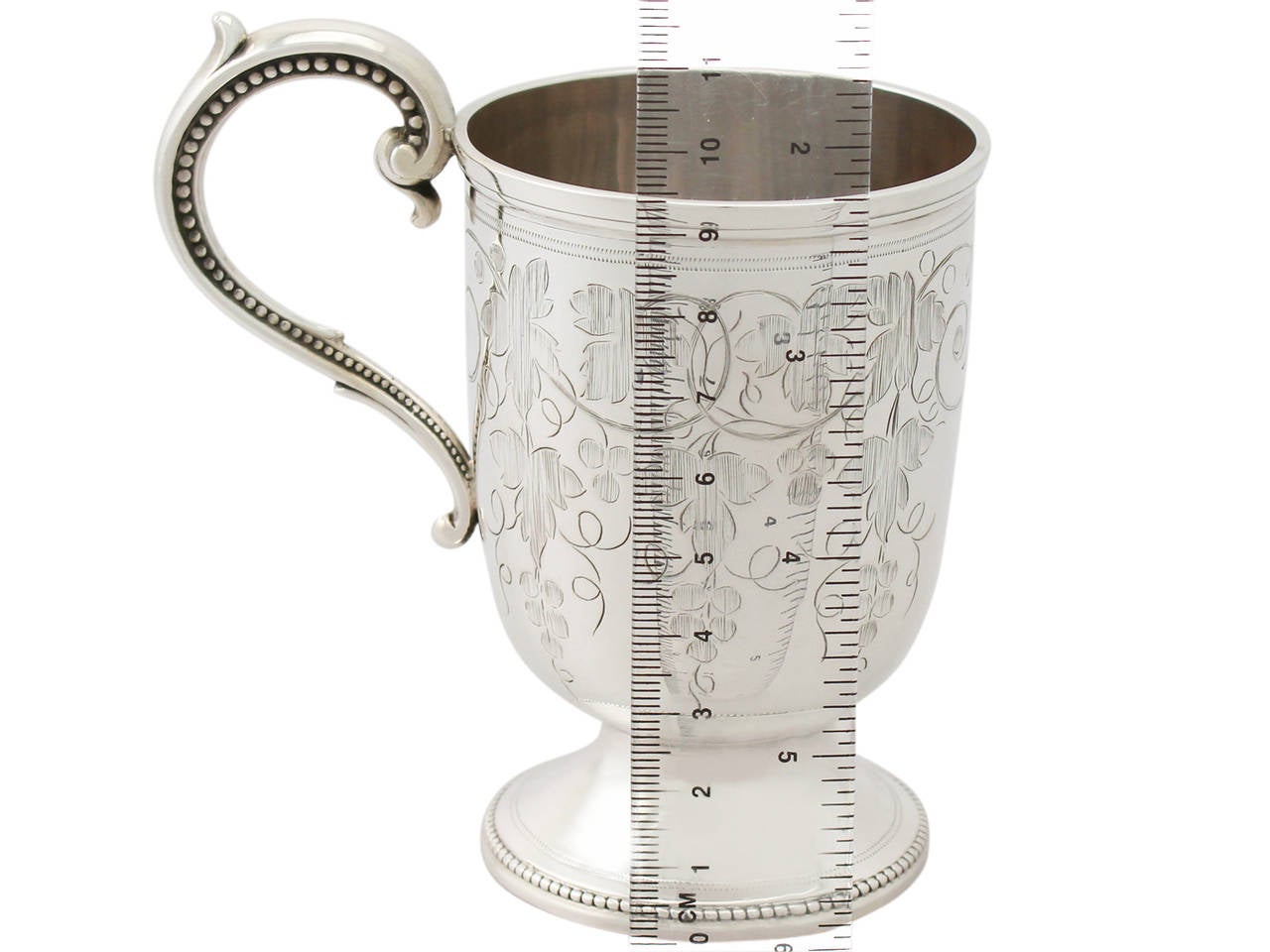 1867 Antique Victorian Sterling Silver Christening Mug 4