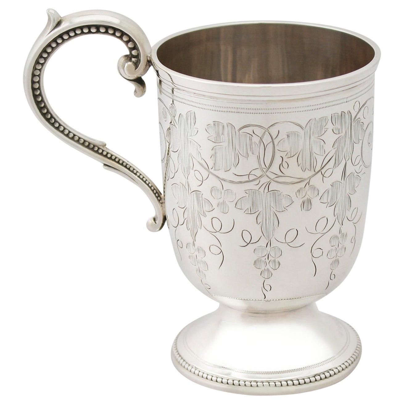 1867 Antique Victorian Sterling Silver Christening Mug