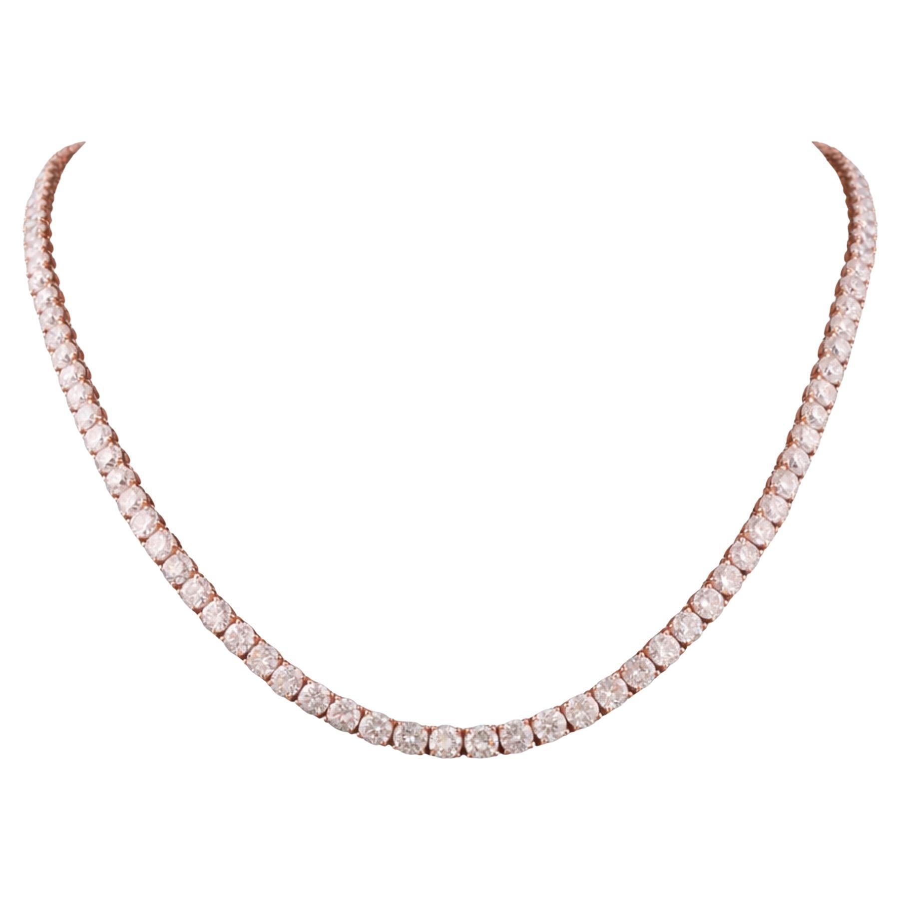 Collana con diamanti naturali da 18,68 ct in oro rosa 14K a gradini, set regalo per le feste