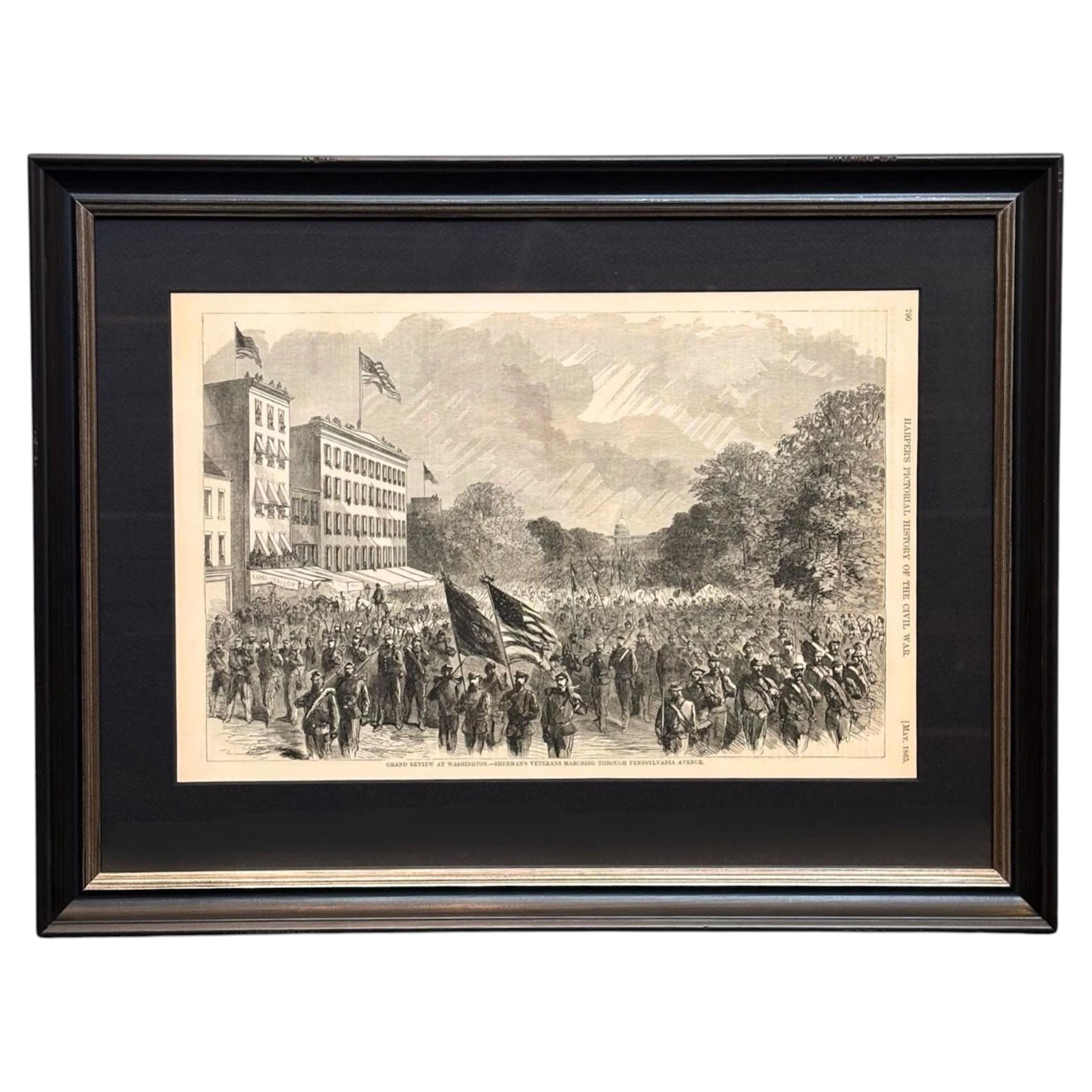 1868 "Grand Review at Washington" Civil War Engraving, Pub. by McDonnell Bros.