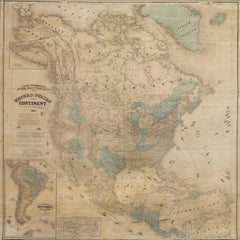 1868 "Lloyd's Topographical Railway Map of North America..." Hanging Wall Map