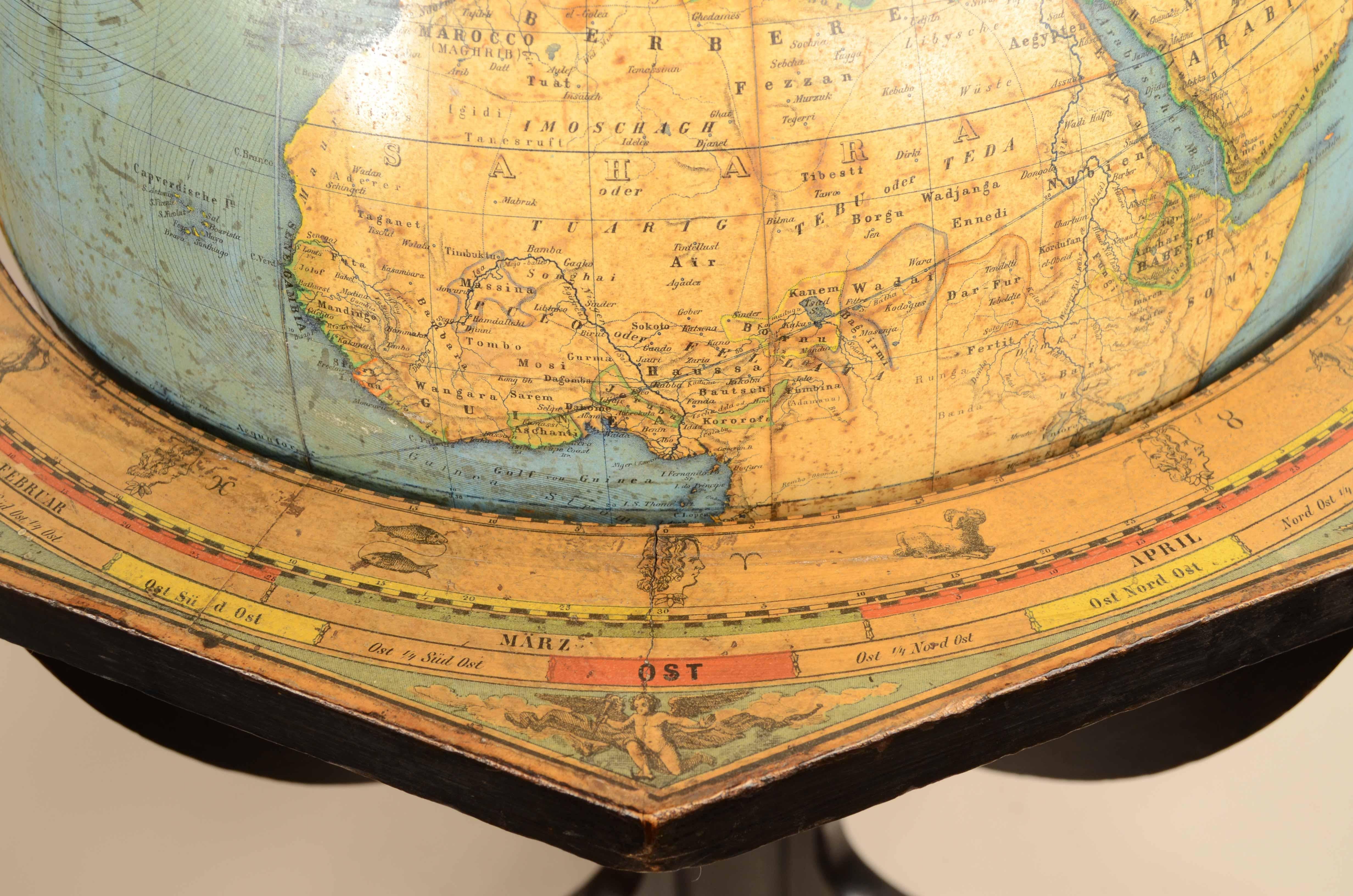 1868s globo terrestre edito da Verlag Dietrich Reimer dal cartografo Carl Adami in vendita 5