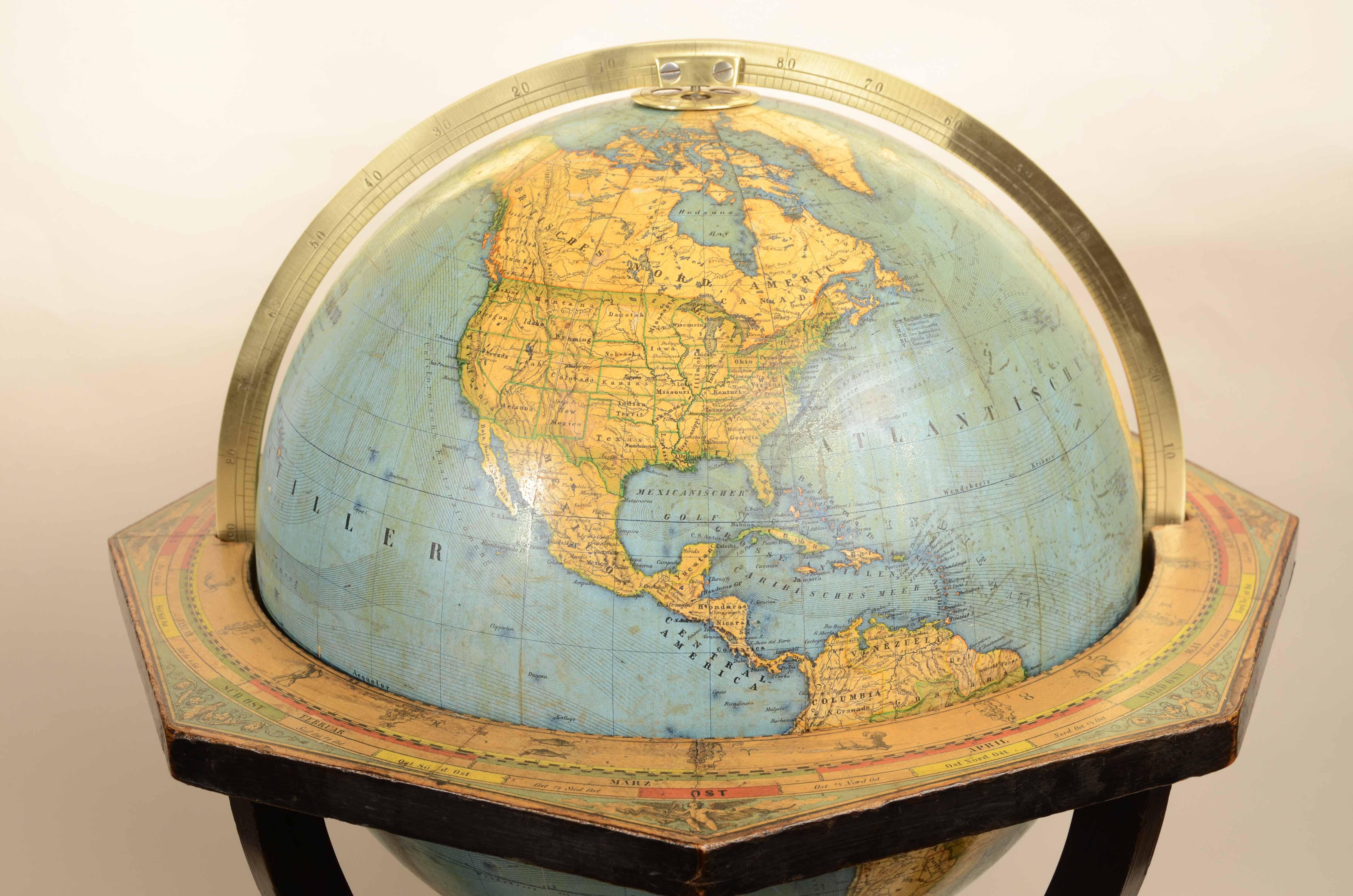 1868s globo terrestre edito da Verlag Dietrich Reimer dal cartografo Carl Adami in vendita 2