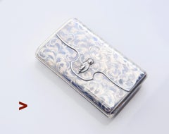 1869 Antike österreichische Niello Vanity Snuff Zigarrenkiste massiv 800 Silver / 164 gr.