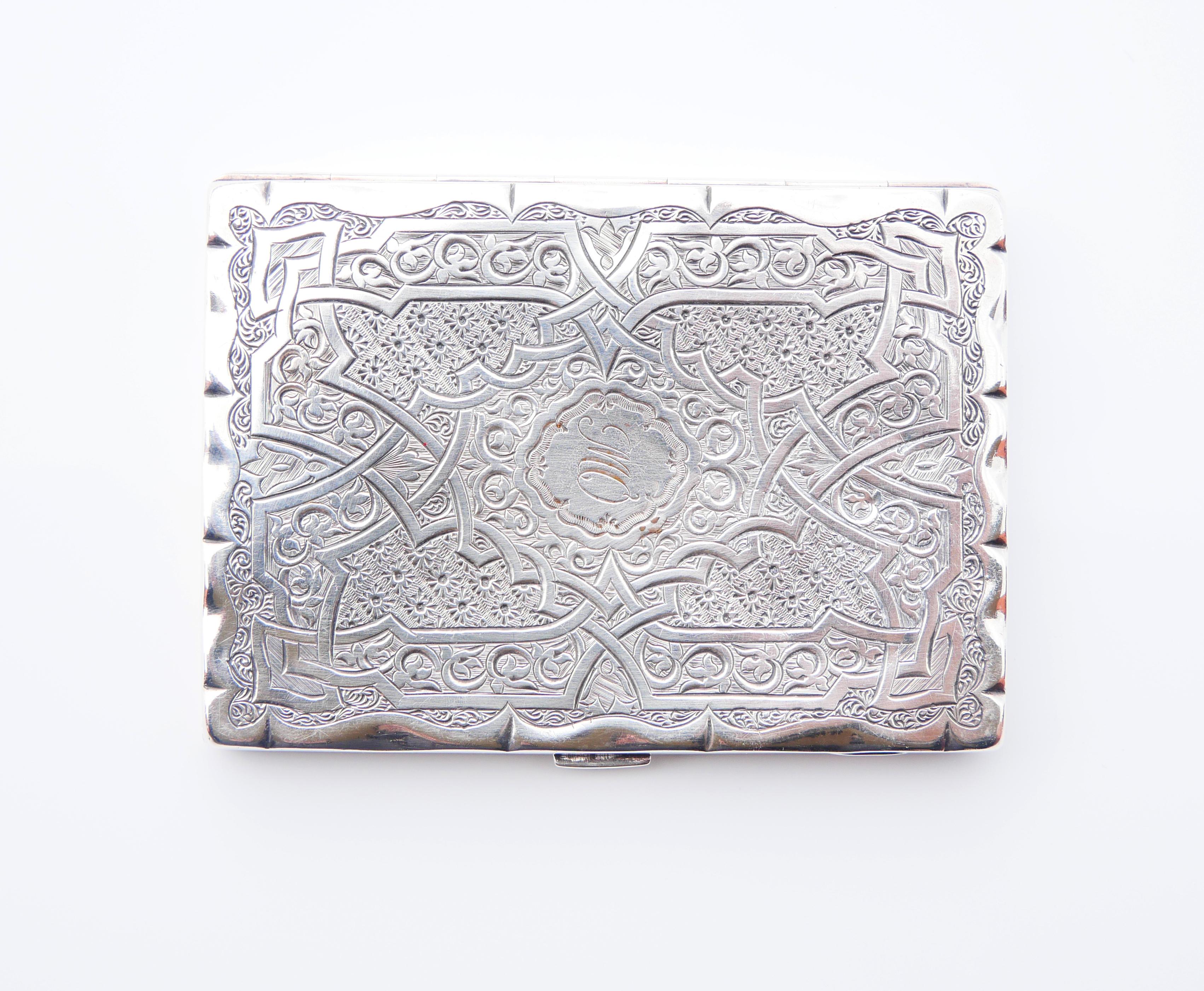 Victorien 1869 British MO Cigarette case box solid 925 Silver / 73 gr en vente