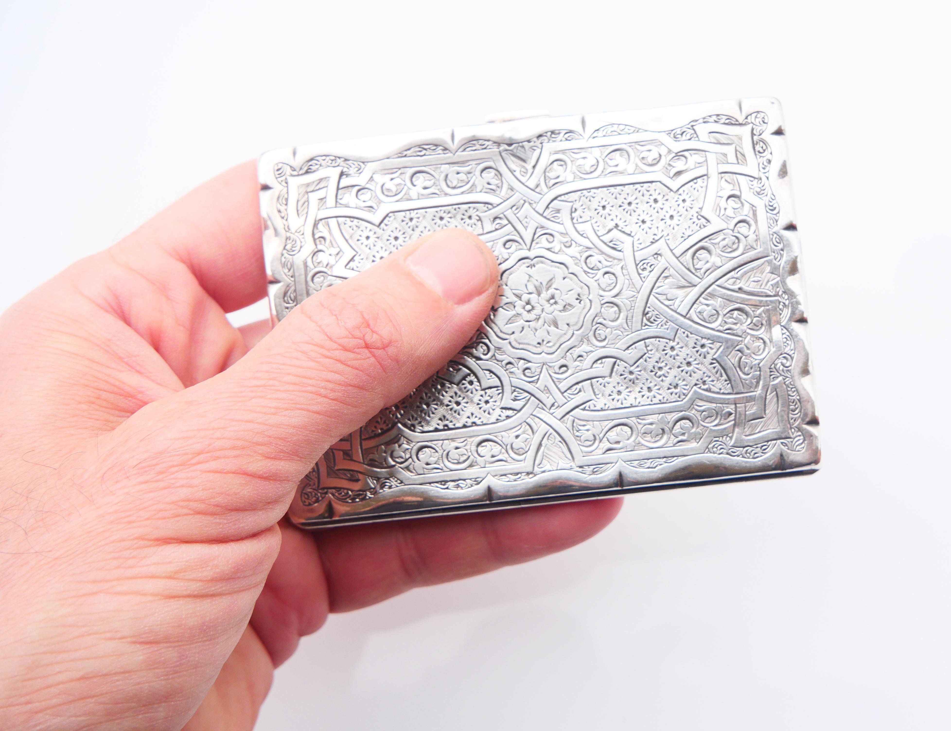 1869 British MO Cigarette case box solid 925 Silver / 73 gr Unisexe en vente