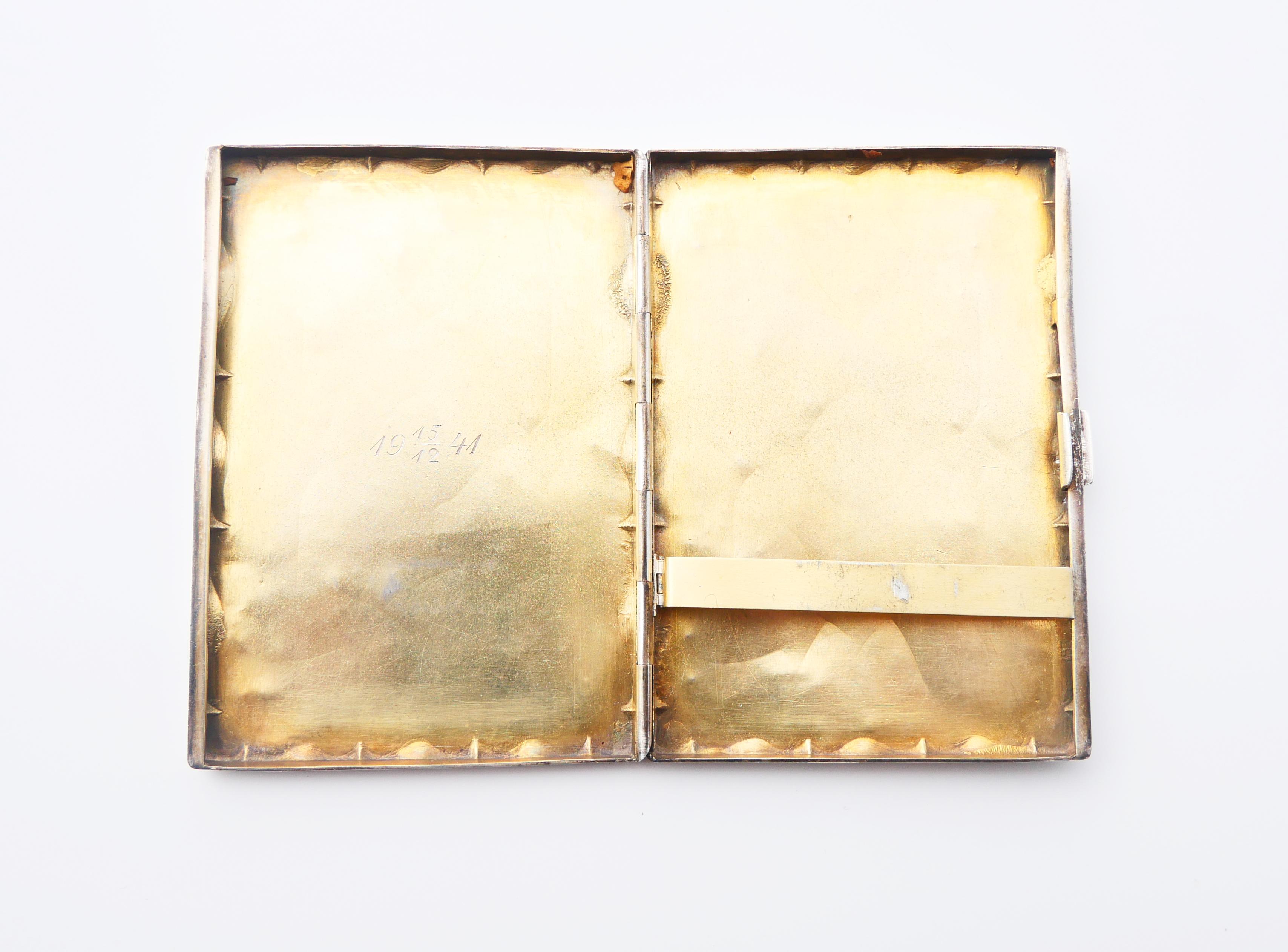 1869 British MO Cigarette case box solid 925 Silver / 73 gr en vente 1