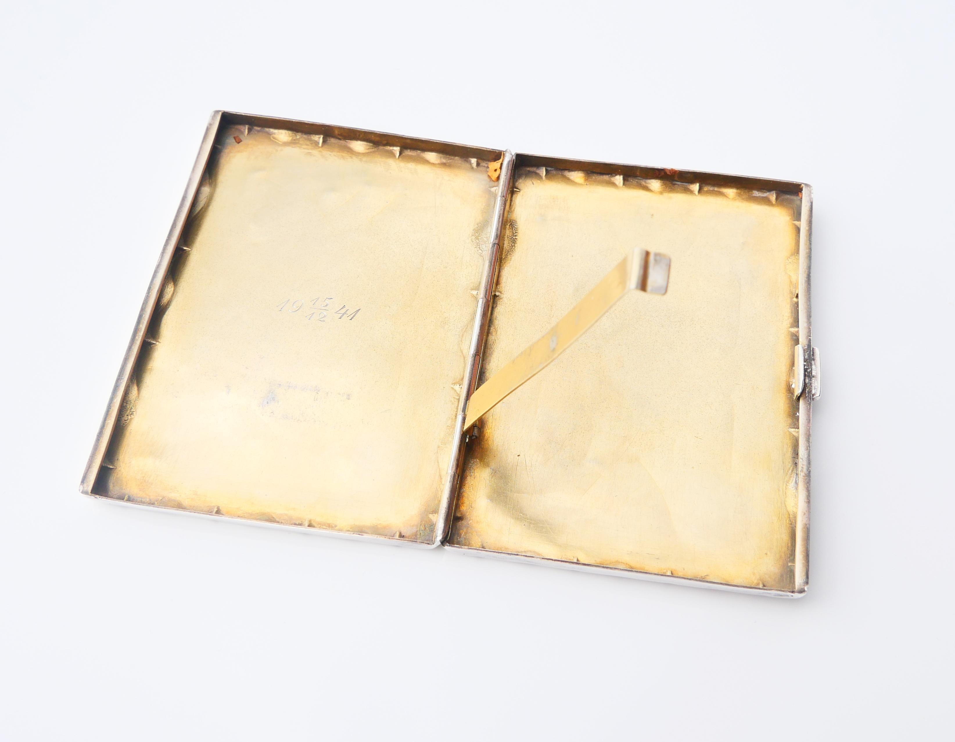 1869 British MO Cigarette case box solid 925 Silver / 73 gr en vente 2