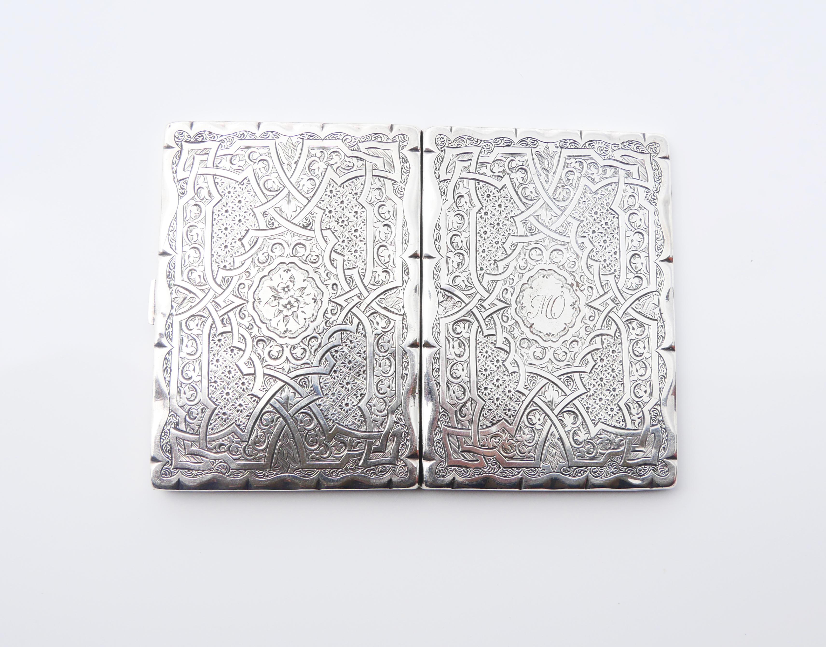 1869 British MO Cigarette case box solid 925 Silver / 73 gr en vente 3