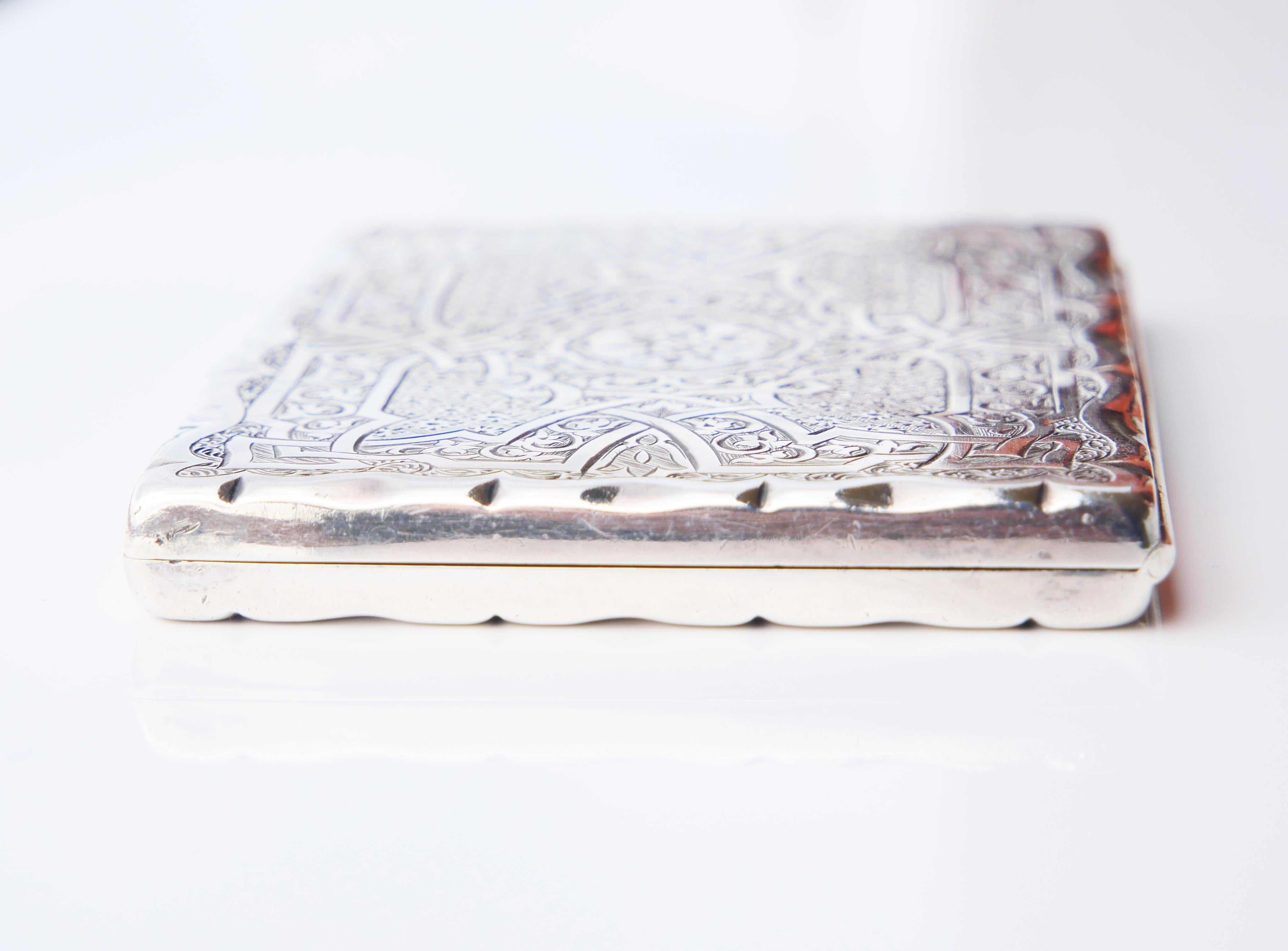 1869 British MO Cigarette case box solid 925 Silver / 73 gr en vente 4