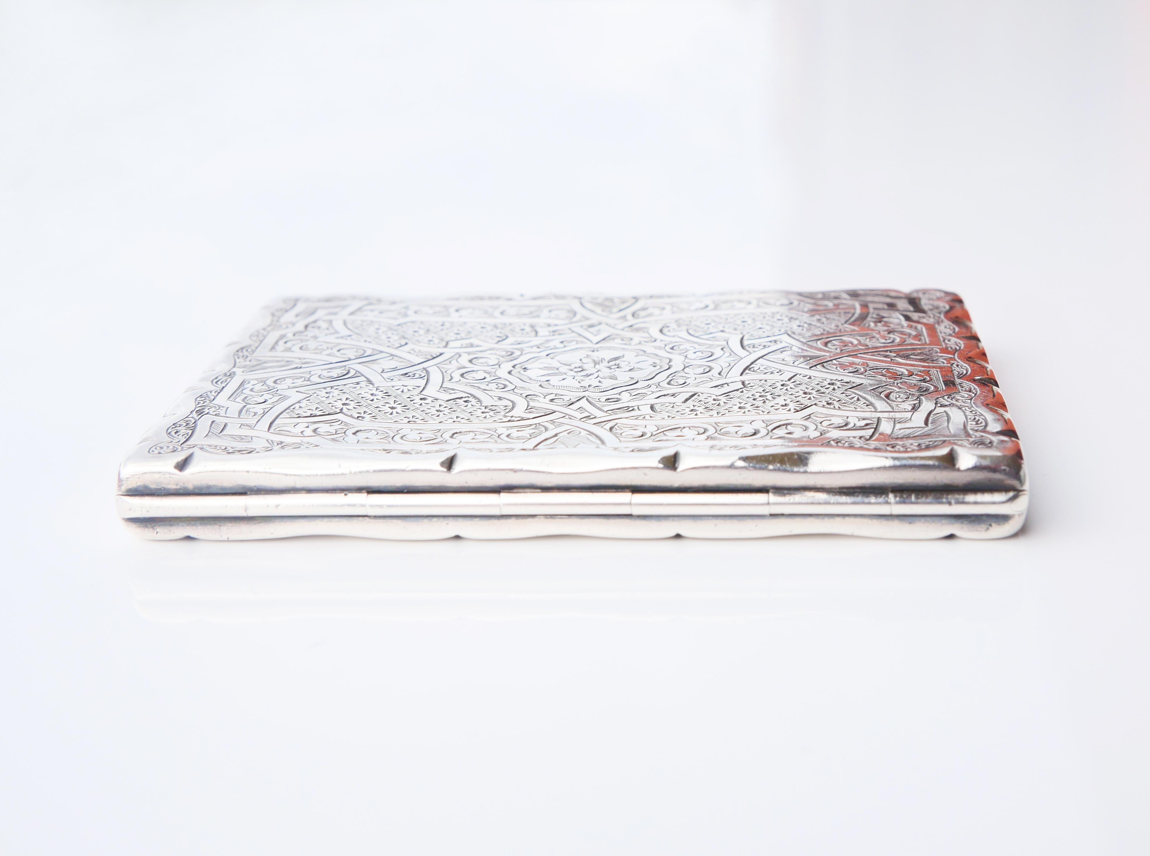 1869 British MO Cigarette case box solid 925 Silver / 73 gr en vente 5