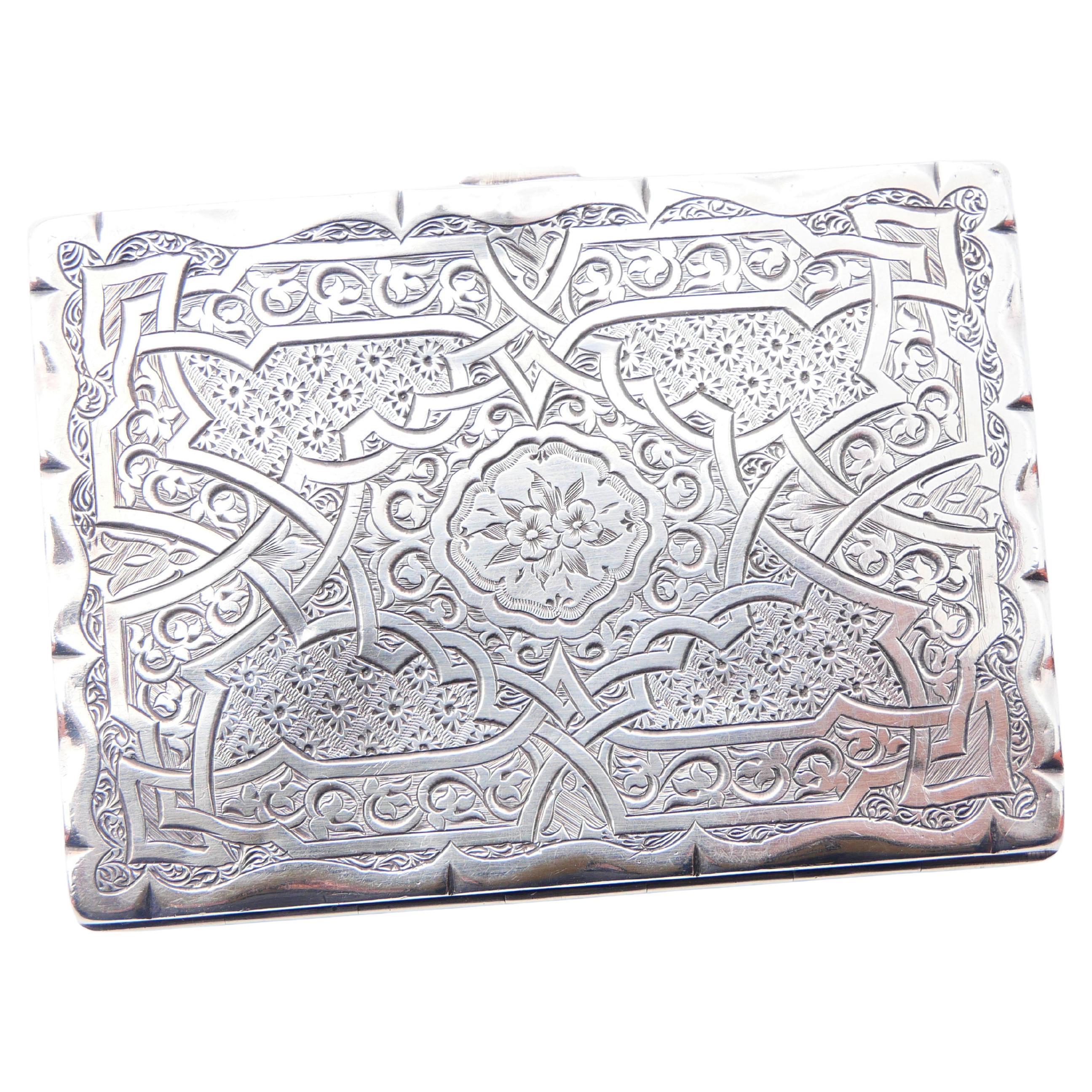 1869 Britische MO Zigarettenetuischachtel aus massivem 925er Silber / 73 gr