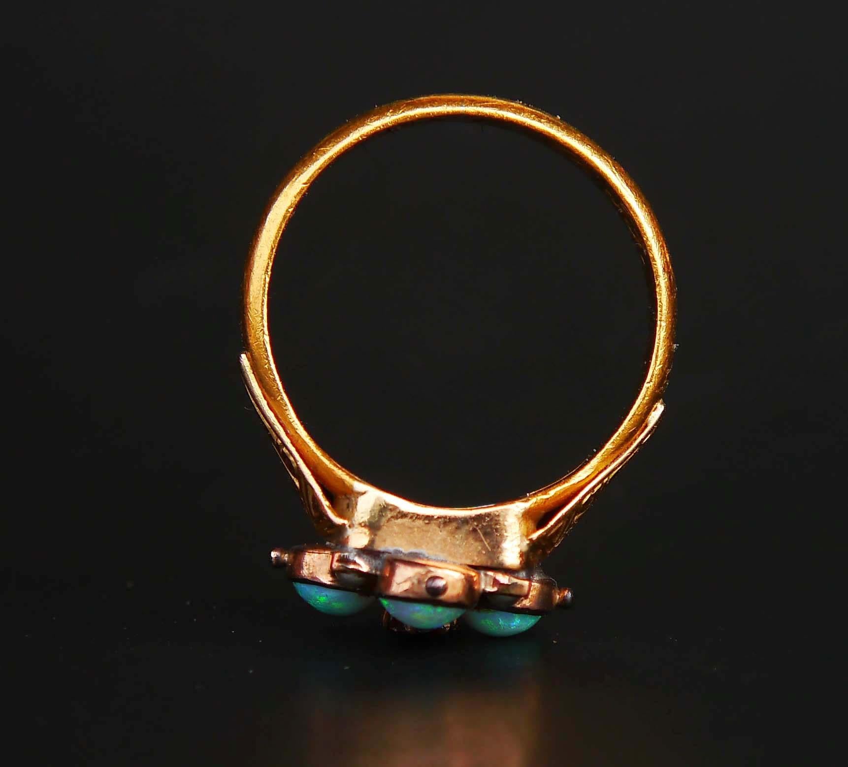 Women's 1869 Nordic Ring Renaissance solid 23/18K Gold Opal Pearl Garnet ØUS7 / 5.2gr For Sale