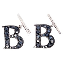 1.86ct Black Diamond B Cufflinks 18k White Gold