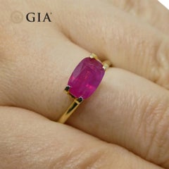 1.86ct Cushion Purplish Red Ruby GIA Certified Vietnam Unheated