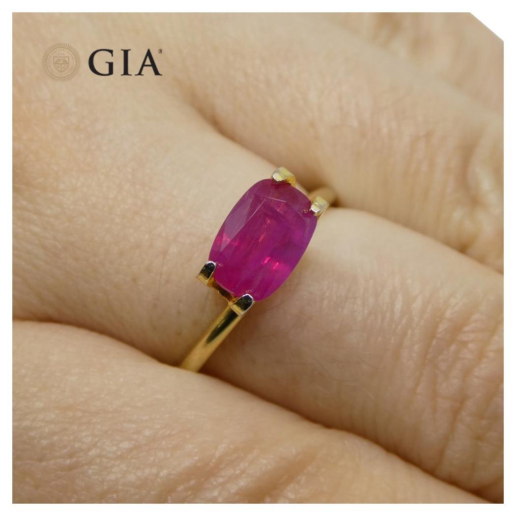 Rubí rojo púrpura en cojín de 1,86 ct Certificado GIA Vietnam sin calentar