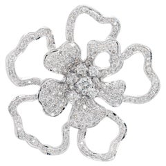 1.86ct Diamond 18 Carat White Gold Open Work Flower Pendant