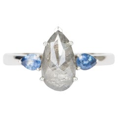 1.86ct Diamond Montana Sapphire Engagement Ring 14K White Gold R6388