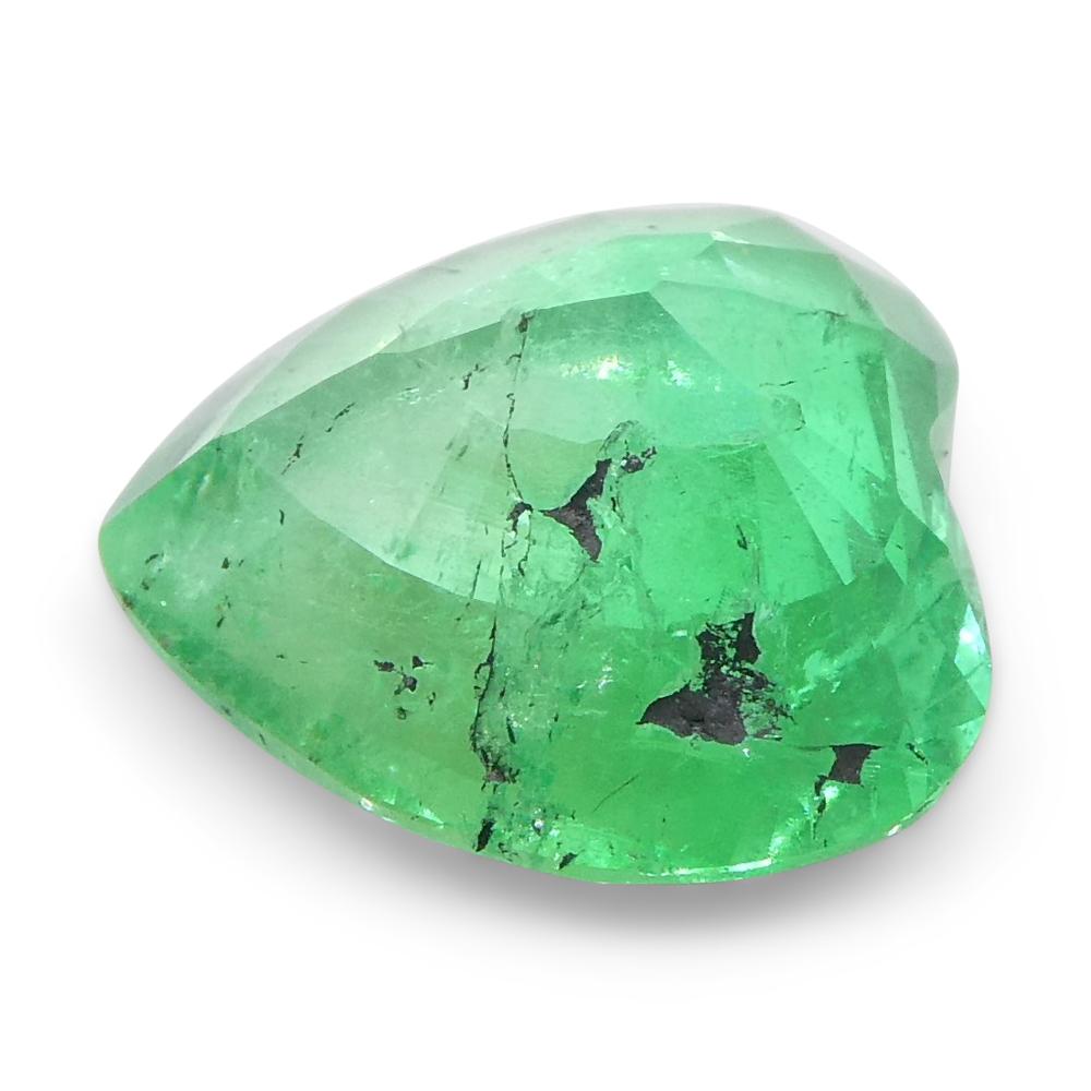 Brilliant Cut 1.86ct Heart Green Emerald from Colombia For Sale