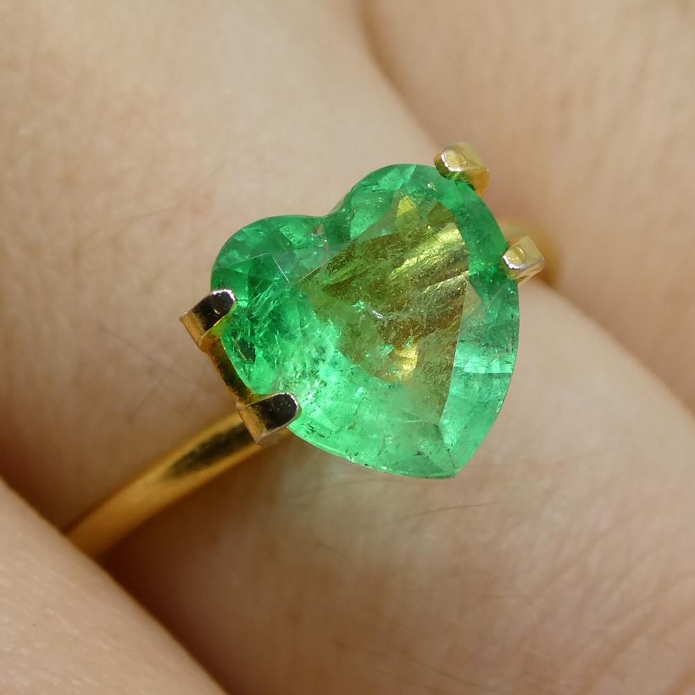 1.86ct Heart Green Emerald from Colombia In New Condition For Sale In Toronto, Ontario