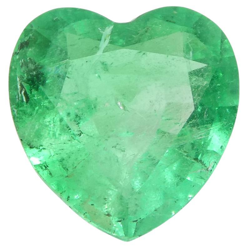 1.86ct Heart Green Emerald from Colombia For Sale