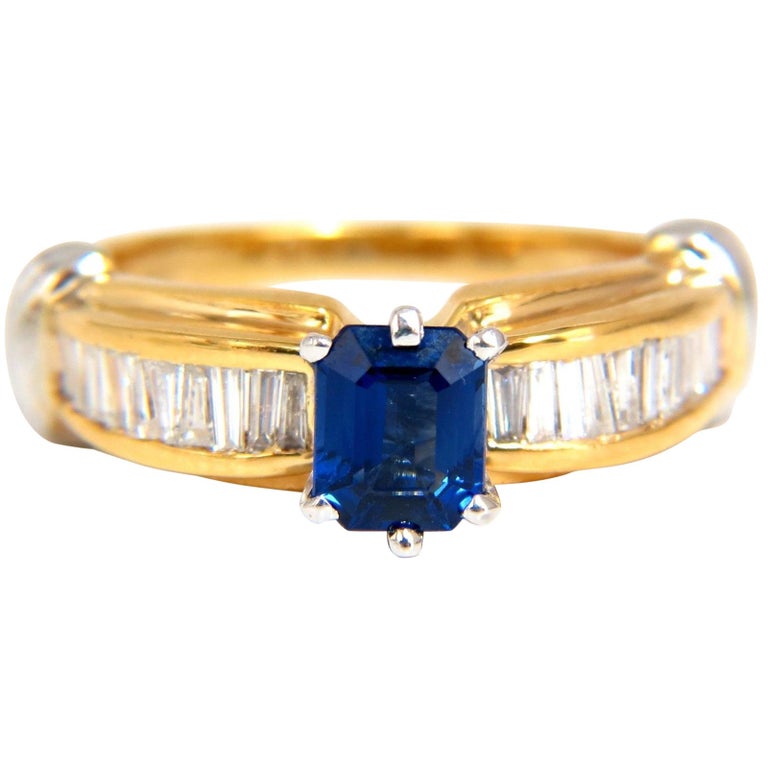 1.86Ct Natural Classic Royal Vivid Blue Sapphire Diamond Ring 14Kt Two ...