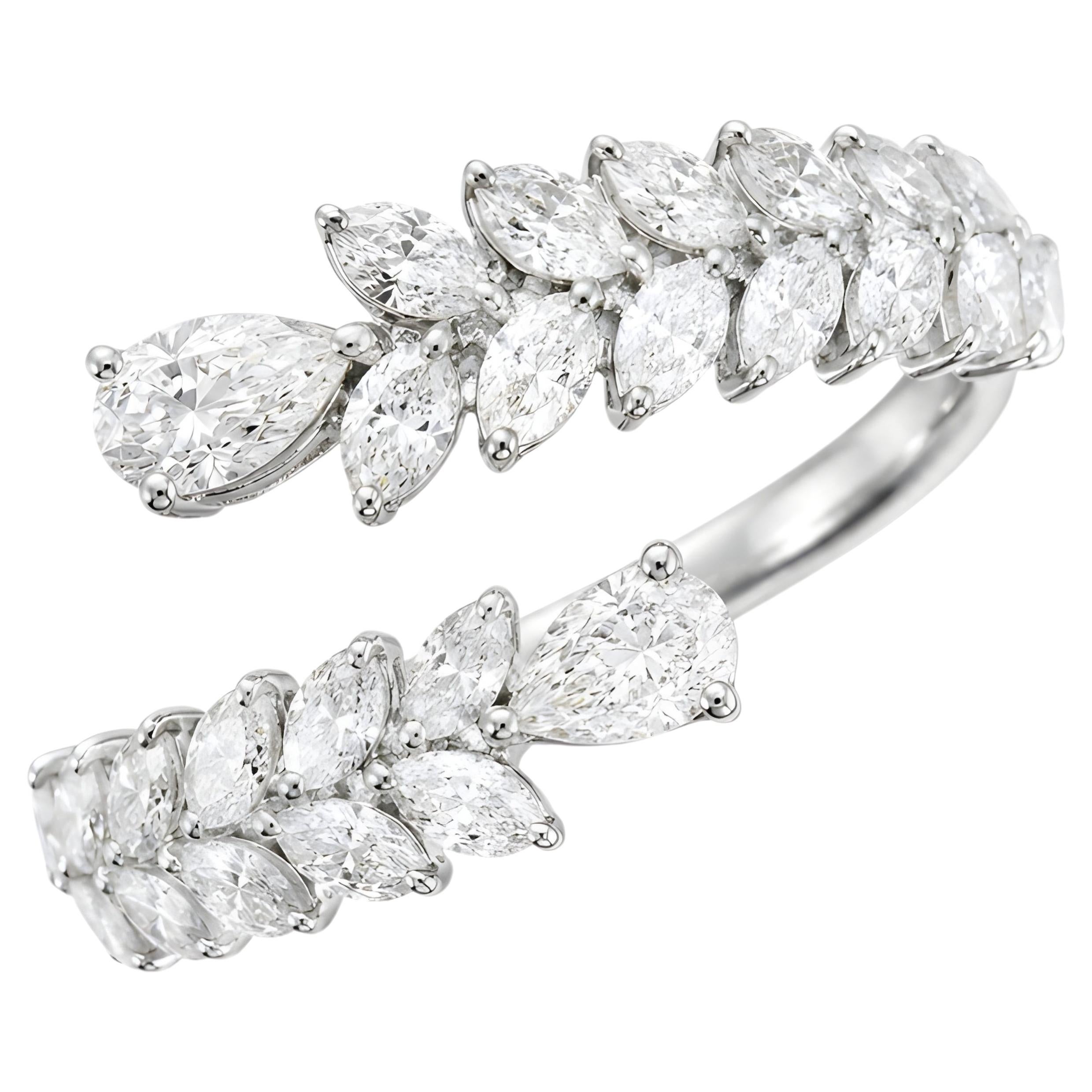 En venta: Anillo de aniversario de oro blanco de 18 quilates con diamante natural de 1,86 quilates